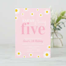 Retro Daisy Pastel Pink Minimal 5. Geburtstag