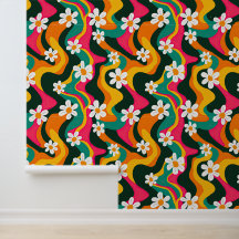 Retro Daisy Pattern farbenfroher 70er Hippie