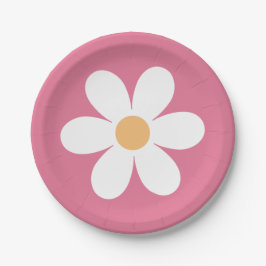 Retro Daisy Pink Classic Pappteller