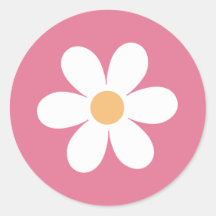 Retro Daisy Pink Klassischer Rundaufkleber