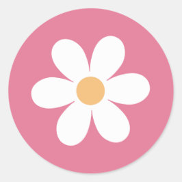 Retro Daisy Pink Klassischer Rundaufkleber Runder Aufkleber