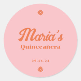 Retro Daisy Quinceanera Runder Aufkleber