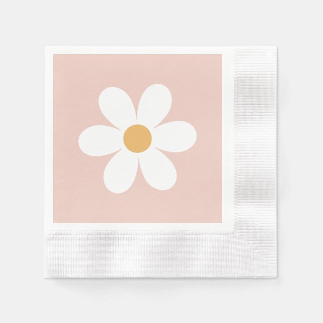 Retro daisy rosa boho serviette (Vorderseite)