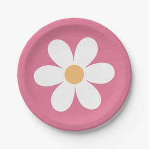 Retro Daisy Rosa Klassiker Pappteller