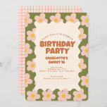 Retro Daisy Schachbrett Sweet 16 Geburtstagsparty Einladung<br><div class="desc">Retro Daisy Schachbrett Sweet 16 Geburtstagsparty</div>