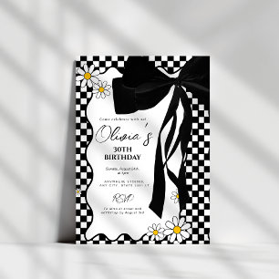 Retro daisy schwarzer Bogen 30. Geburtstag Einladung