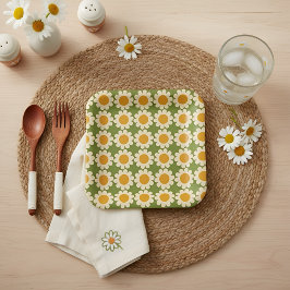 Retro Daisy Spring floral Pappteller