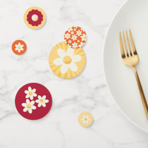 Retro Daisy Table Confetti   Groovy Floral Party S Konfetti