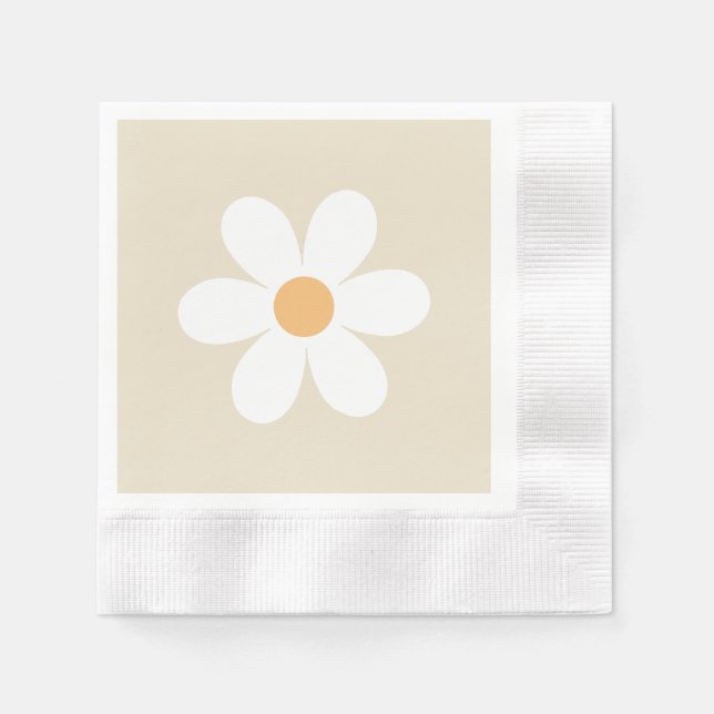 Retro daisy tan boho serviette (Vorderseite)