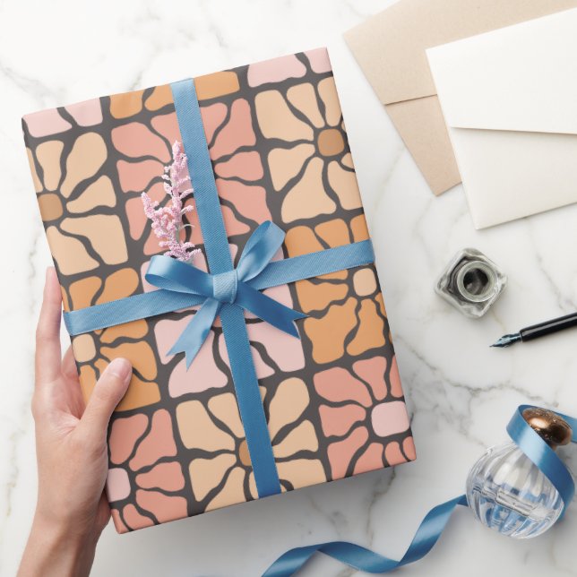 Retro Daisy Tiles Geschenkpapier (Schenken)