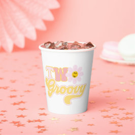 Retro Daisy Two Groovy Paper Cups Pappbecher