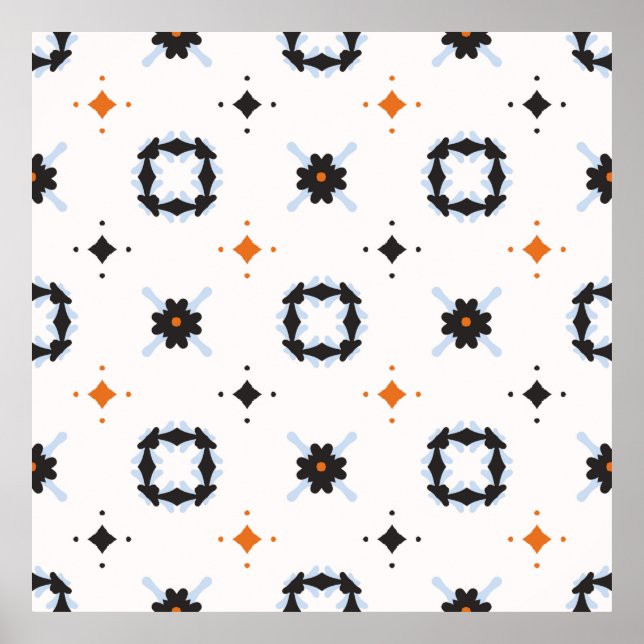 Retro Daisy Vintages Muster Handgezogenes Muster,  Poster (Vorne)