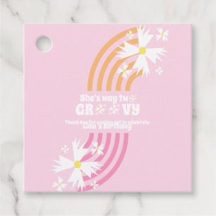 Retro Daisy Weg Zwei Groovy Regenbogen Party Geschenkanhänger