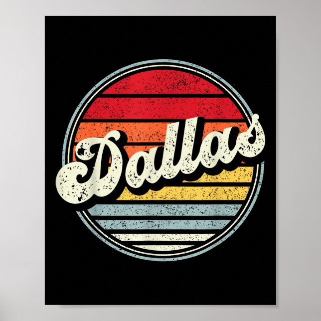 Retro Dallas Zuhause Staat Cool 70er Style Sunset  Poster (Vorne)