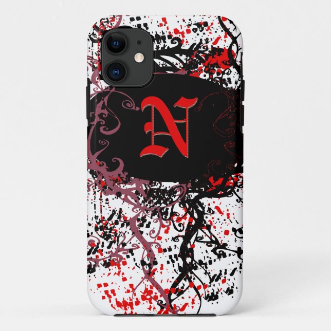Retro Damask Muster mit Monogram Letter N Case-Mate iPhone Hülle (Rückseite)