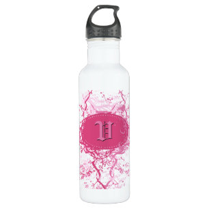 Retro Damask Muster mit Monogramm Letter V Edelstahlflasche