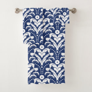 Rétro damassé bleue et blanche élégante d'art