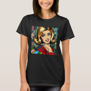Retro-Dame mit Einkaufstaschen Mitte des Jahrhunde T-Shirt