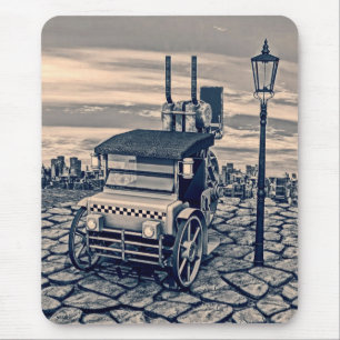 Retro-Dampf-Taxiauto Mousepad
