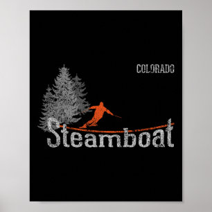 Retro-Dampfboot Colorado abgenutztes Skifahren Poster