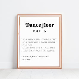 Retro Dance Floor Regeln Minimalistische Hochzeits Poster