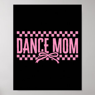 Retro Dance Mama Coquette Bow Checkered Dance Mama Poster
