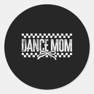 Retro Dance Mama Coquette Bow Checkered Dance Mama Runder Aufkleber