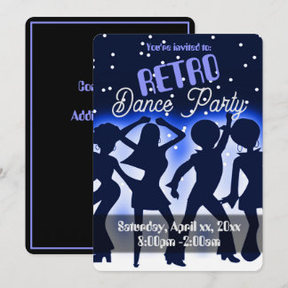 Retro Dance Party Blue Einladung