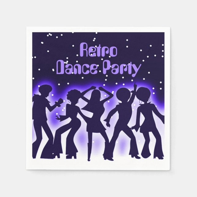 Retro Dance Party Lila Serviette (Vorderseite)