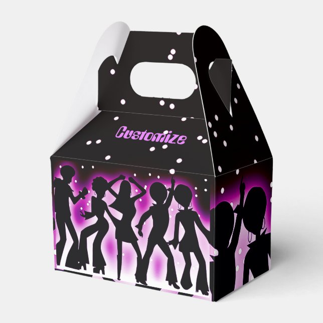 Retro Dance Party Pink Gable Geschenkschachtel (Vorderseite)