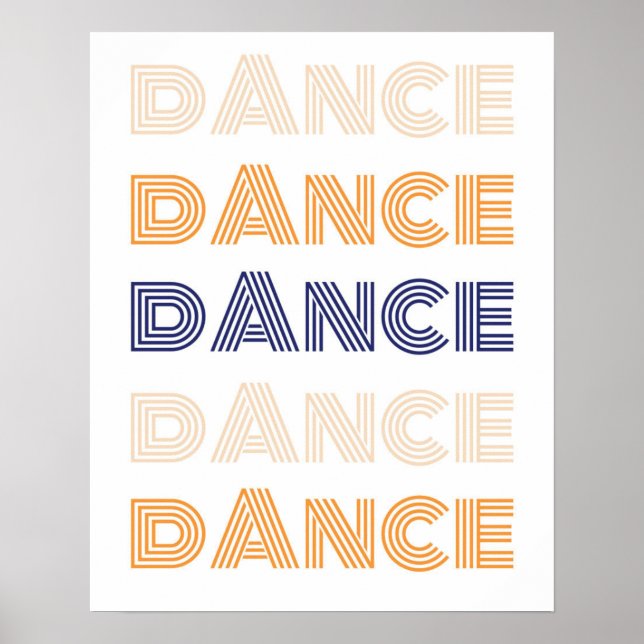 Retro Dance Typografy Blue Orange Poster (Vorne)