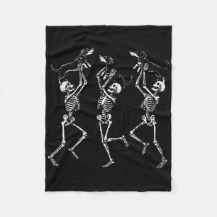 Retro Dancing Skeletts Dackel Niedlich Halloween D Fleecedecke