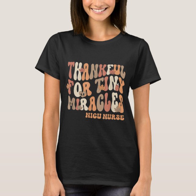 Retro dankbar für winzige Wunder Erntedank NICU T-Shirt (Vorderseite)