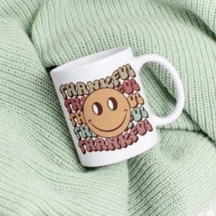 Retro-dankbare Emoji-Tasse, Herbstfamilie Erntedan Kaffeetasse