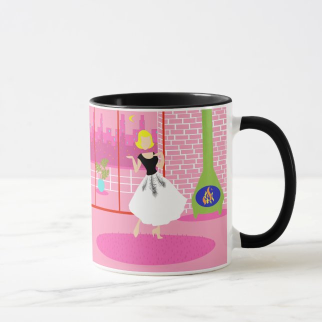 Rétro dans la tasse rose de sonnerie (Droite)