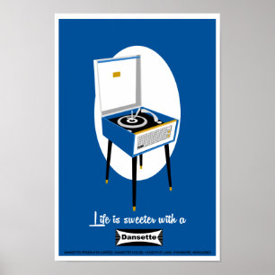 Retro Dansette Plattenspieler Pop Art Poster