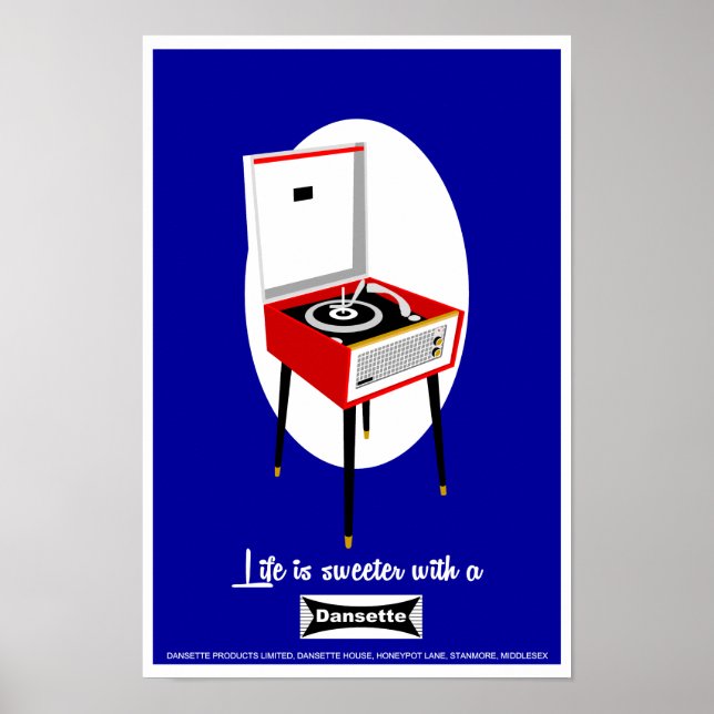 Retro Dansette Record Player Pop Art Poster (Vorne)
