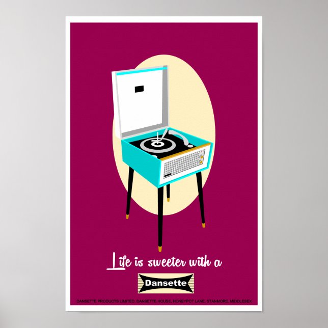 Retro Dansette Record Player Pop Art Poster (Vorne)