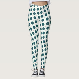 Retro Dark Aquamarin Polka Dot Pattern - Minimalis Leggings