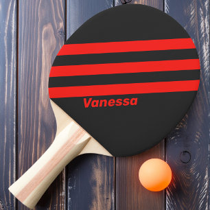 Retro Dark Drei Streifen mit Namen Tischtennis Schläger
