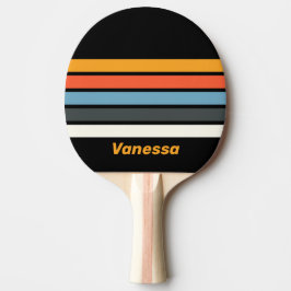 Retro Dark Rainbow Across Striping with Name Tischtennis Schläger