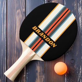 Retro Dark Rainbow Kundgebung Streifen mit Namen Tischtennis Schläger