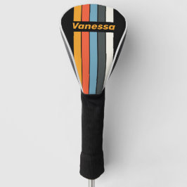 Retro Dark Rainbow Pin Striped with Name Golf Headcover