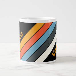Retro Dark Rainbow Striped with Name Jumbo-Tasse