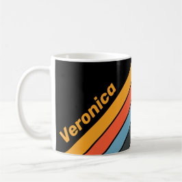Retro Dark Rainbow Striped with Name Kaffeetasse