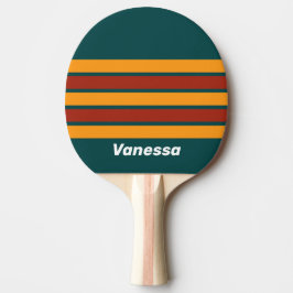 Retro Dark Teal Splash Across Striping with Name Tischtennis Schläger