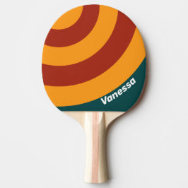 Retro Dark Teal Splash Circle Stripe with Name Tischtennis Schläger
