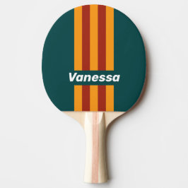 Retro Dark Teal Splash Pin Stripes with Name Tischtennis Schläger