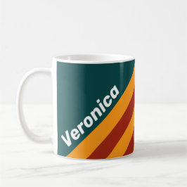 Retro Dark Teal Splash Stripes with Name Kaffeetasse