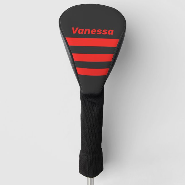 Retro Dark Three Across Striping with Name Golf Headcover (Vorderseite)
